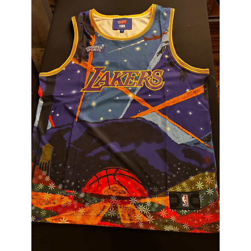 KidSuper Sports NBA Los Angeles Lakers Artistic Mesh Basketball Jersey Medium